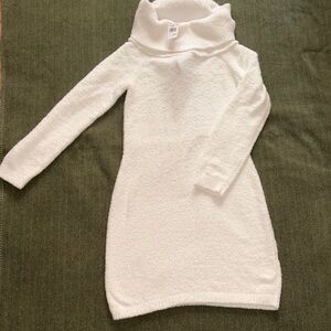 Cozy White Turtleneck  Dress
